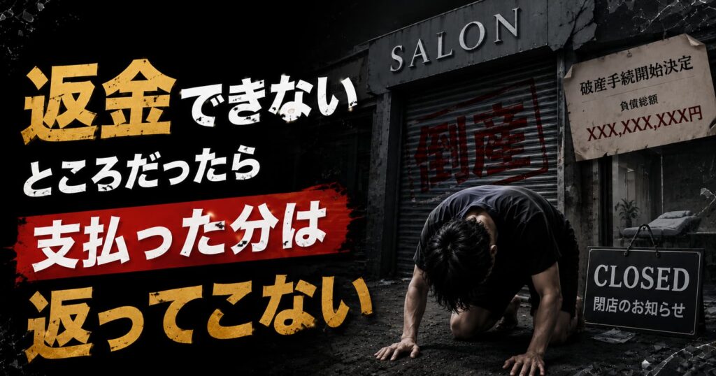 脱毛サロンやクリニックが閉店した場合に支払った料金が返金されない可能性を示した図