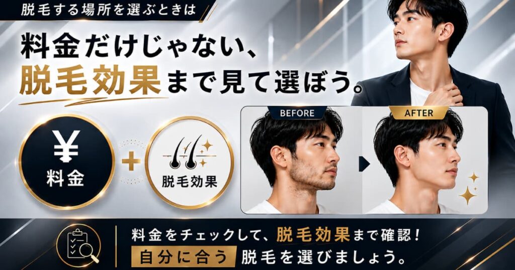 メンズ脱毛を選ぶ際に料金だけでなく実際の脱毛効果も確認する大切さを示した図